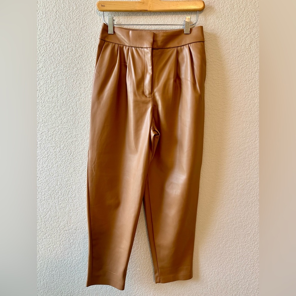 Express Camel Faux Leather High Waisted Ankle Pants Size 0S